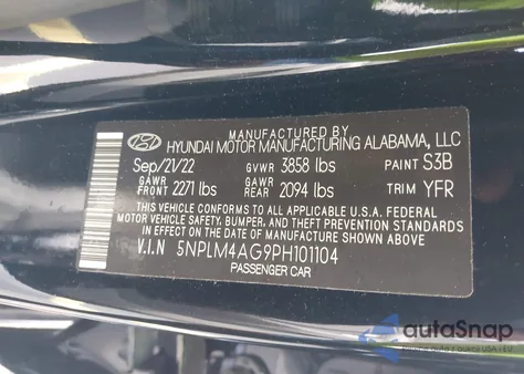 2023 Hyundai Elantra Sel z USA, uszkodzony, nr VIN 5NPLM4AG9PH101104